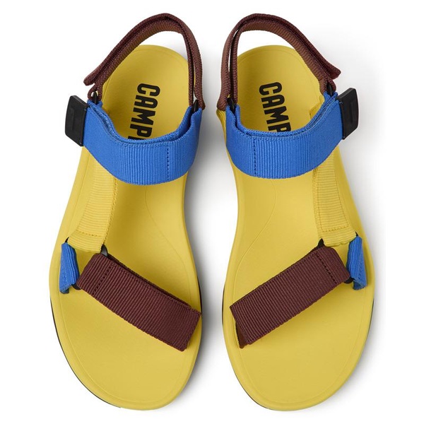 Yellow, blue, and burgundy sandals for men