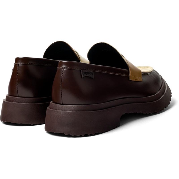 Brown and white leather loafers for men