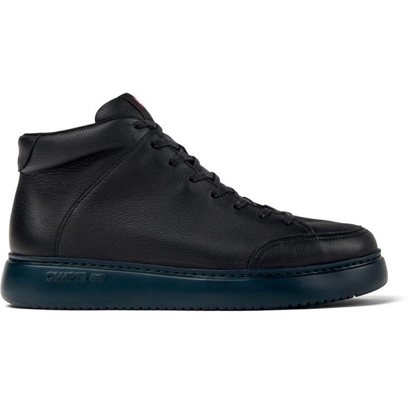 Black leather sneakers for men