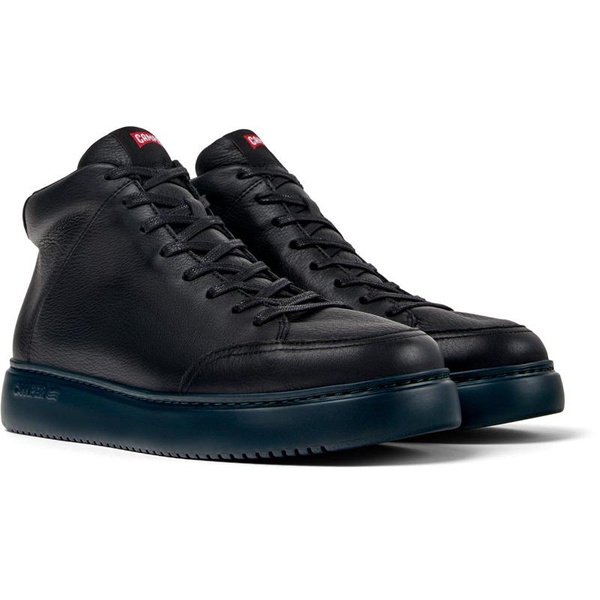 Black leather sneakers for men