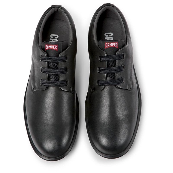 Black leather blucher shoes