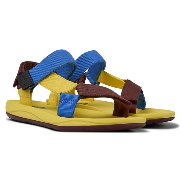 Yellow, blue, and burgundy sandals for men