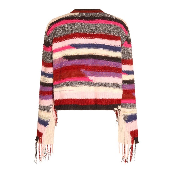 Amiri Striped Fringe Detailed Cardigan