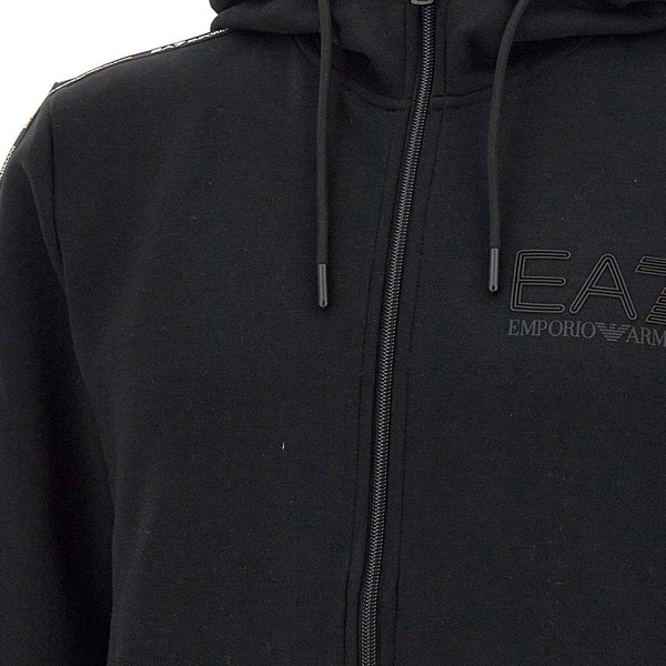 Ea7 Emporio Armani Logo-Tape Zip-Up Drawstring Hoodie