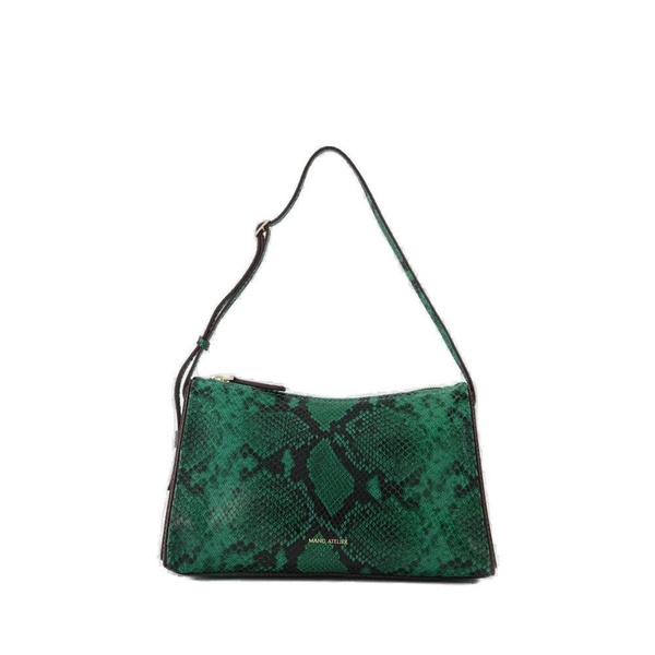 Manu Atelier Embossed Zipped Shoulder Bag