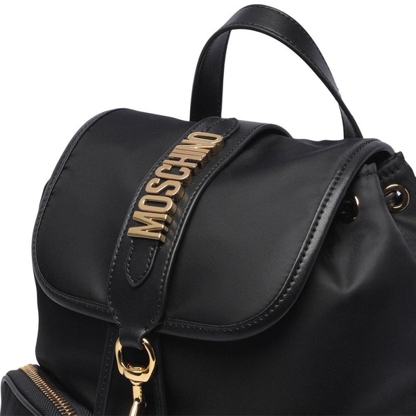 Moschino Logo-Plaque Foldover-Top Backpack