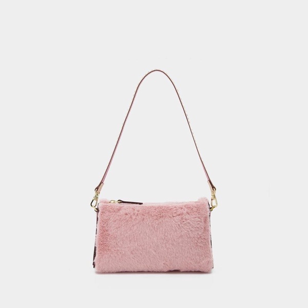 Manu Atelier Faux-Fur Detailed Zipped Shoulder Bag