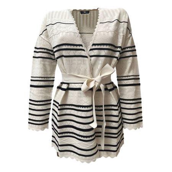 Elisabetta Franchi Tied-Waist Striped Cardigan