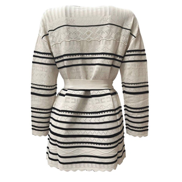 Elisabetta Franchi Tied-Waist Striped Cardigan