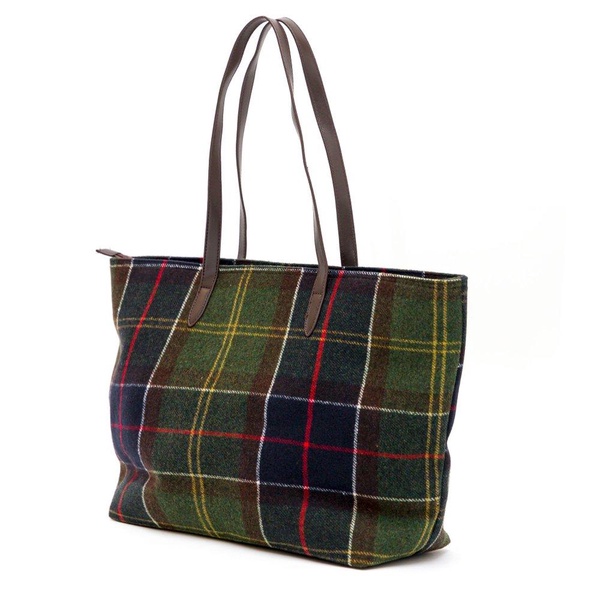 Barbour Checked Logo-Detailed Top Handle Bag