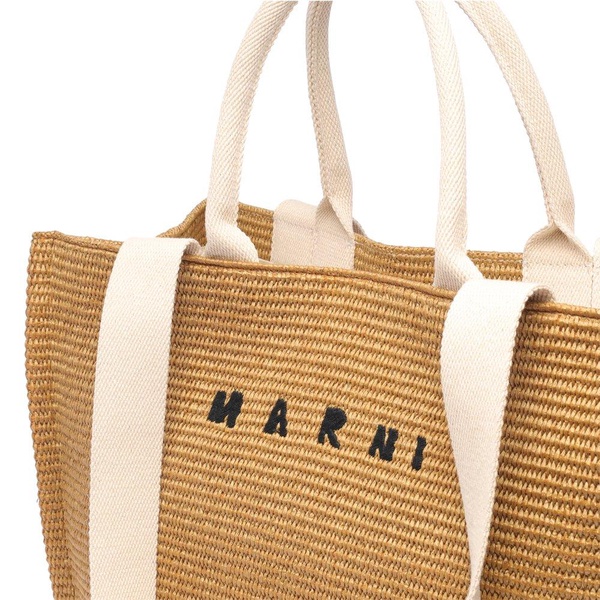 Marni Logo Embroidered Woven Tote Bag