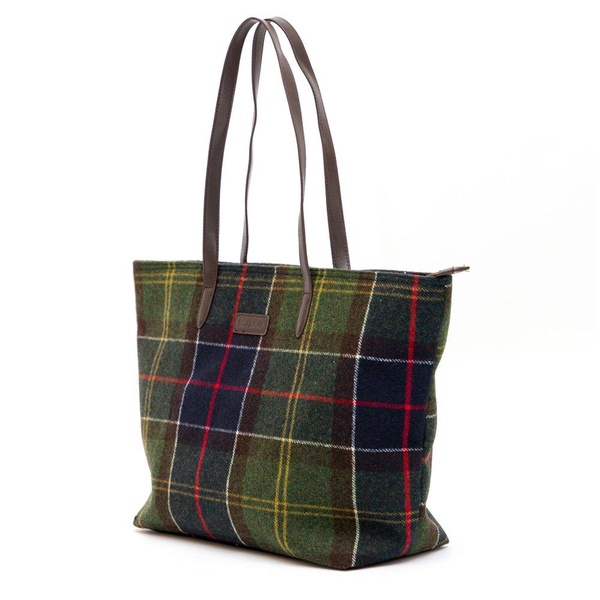 Barbour Checked Logo-Detailed Top Handle Bag