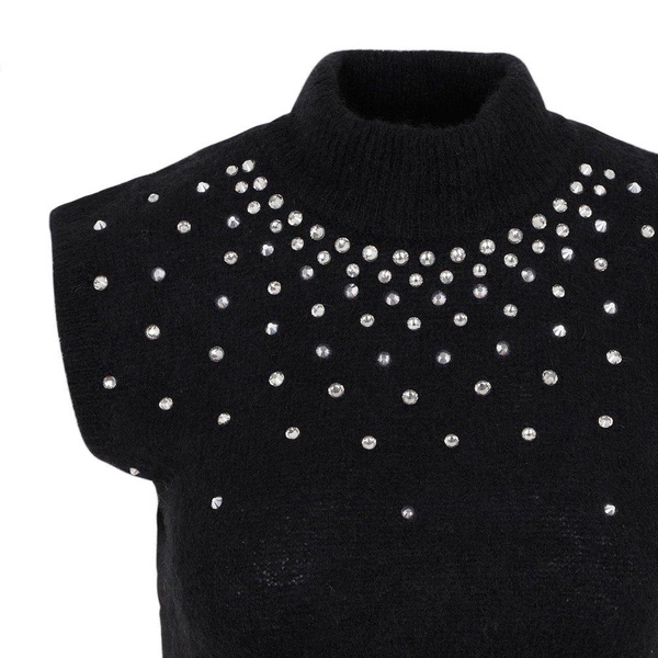 Alessandra Rich Embellished Mock Neck Cropped Top