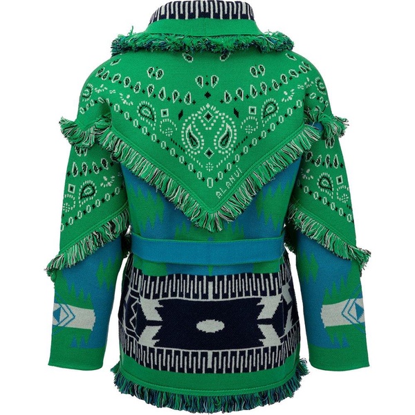 Alanui Bandana-Printed Belted Cardigan