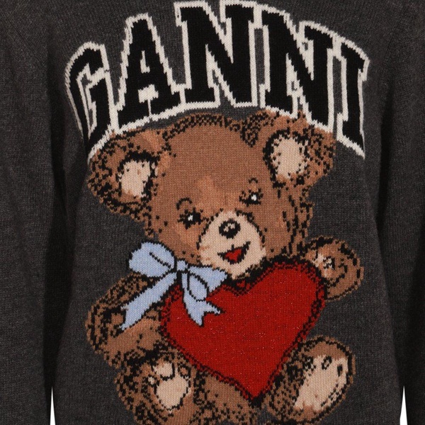 Ganni Sweater with colorful bear motif