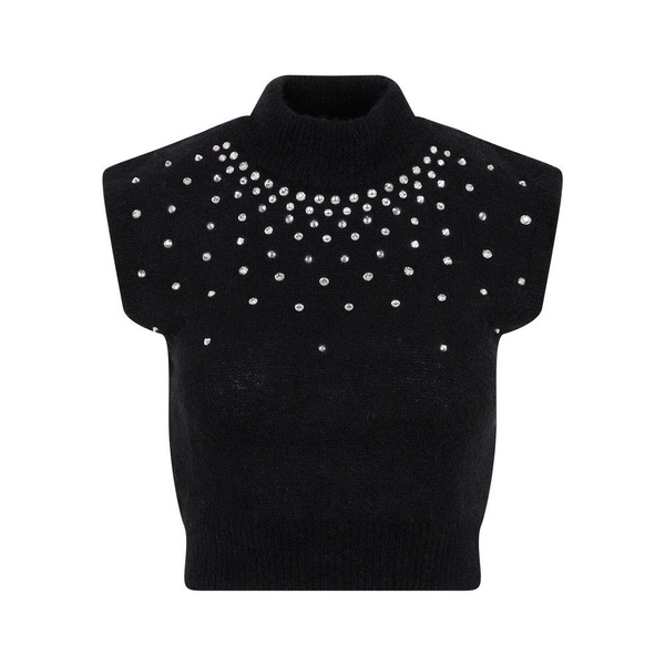 Alessandra Rich Embellished Mock Neck Cropped Top