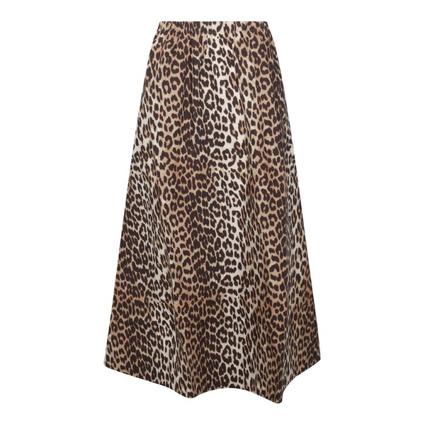 Ganni Leopard Printed Midi Skirt