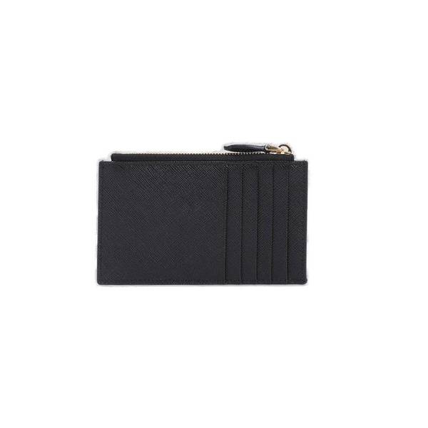 Prada Logo-Plaque Zipped Card Holder