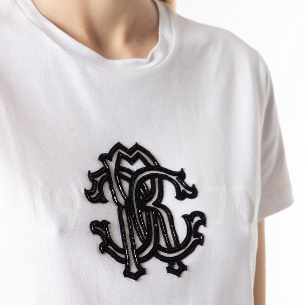 Roberto Cavalli Embellished-Logo Crewneck T-Shirt