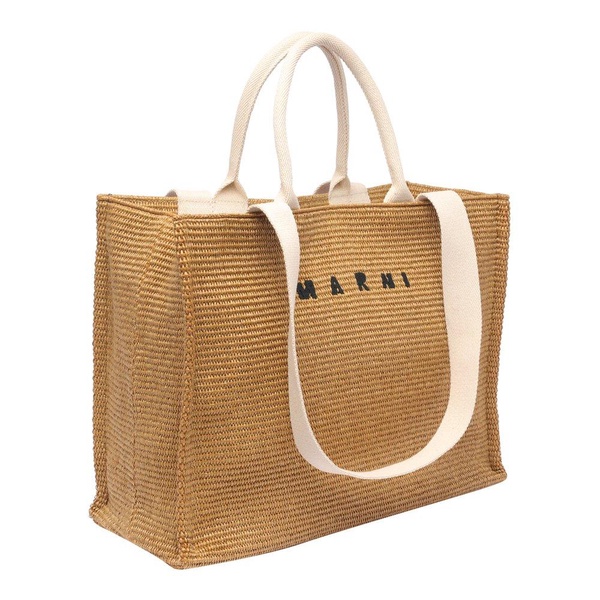 Marni Logo Embroidered Woven Tote Bag