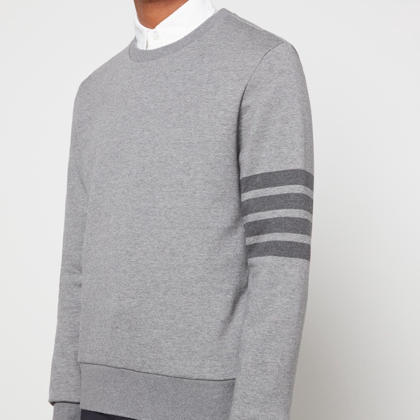 Thom Browne Men's Tonal 4-Bar Loopback Sweatshirt - Medium Grey - 2/M