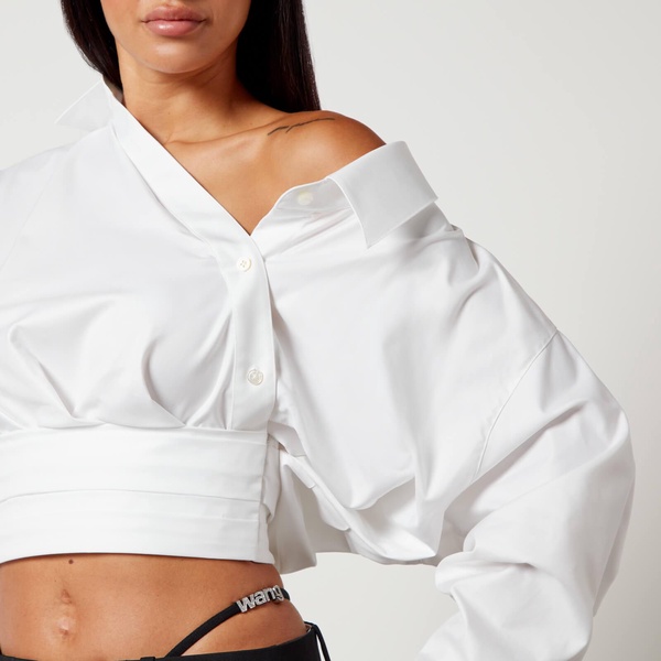 Alexander Wang Cropped Cotton-Poplin Wrap Shirt - US 0/UK 4