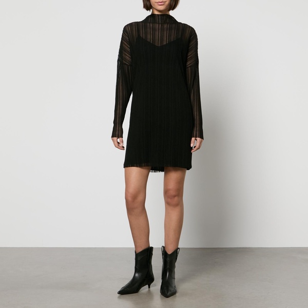 Anine Bing Clare Ribbed-Knit Mini Dress - XS