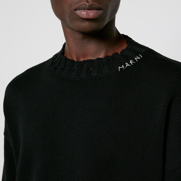 Marni Logo-Embroidered Distressed Cotton Jumper - IT 46/S