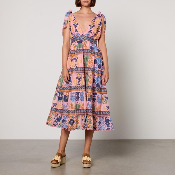 Farm Rio Printed Cotton Midi Dress - XS