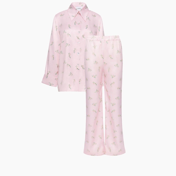 Sleeper Blossom Floral-Print Satin Lounge Trousers - XS