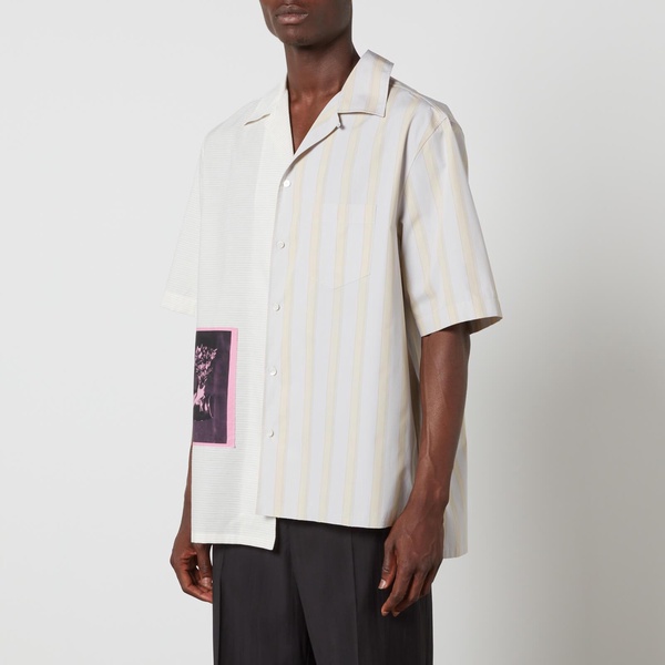 Lanvin St Sleeves Artwork Striped Cotton Shirt - 38"/S