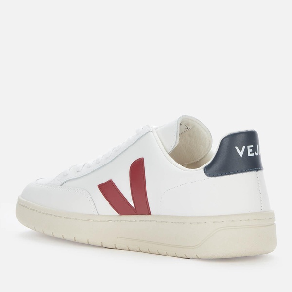 Veja Men's V-12 Leather Trainers - Extra White/Marsala/Nautico - UK 7