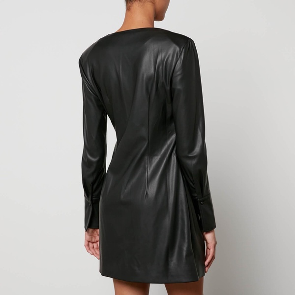 Anine Bing Joey Faux Leather Mini Wrap Dress - XS