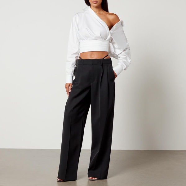 Alexander Wang Cropped Cotton-Poplin Wrap Shirt - US 0/UK 4