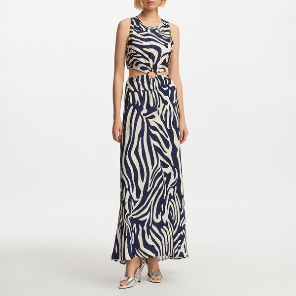 Essentiel Antwerp Fiora O-Ring Chiffon Midi Dress - UK 8