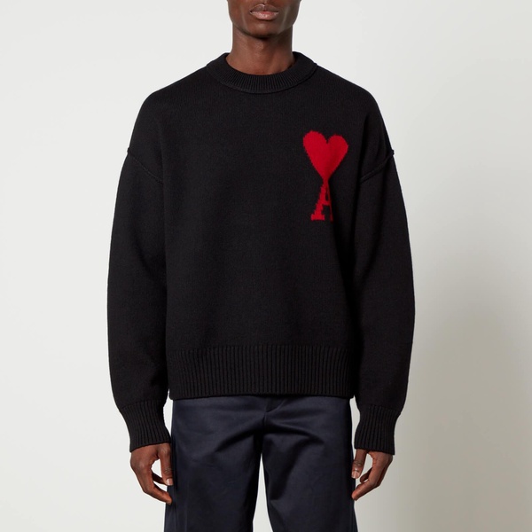 AMI de Coeur Logo-Intarsia Wool Jumper - XS