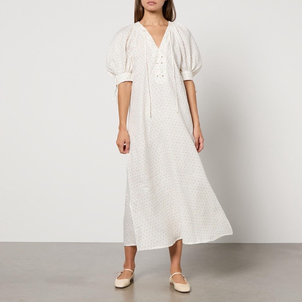 Sleeper Garden Linen Midi Dress - L