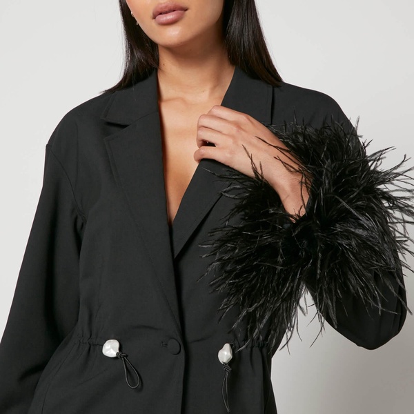 Sleeper Girl With Pearl Feather-Trimmed Crepe Blazer - S