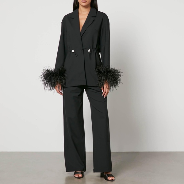 Sleeper Girl With Pearl Feather-Trimmed Crepe Blazer - S