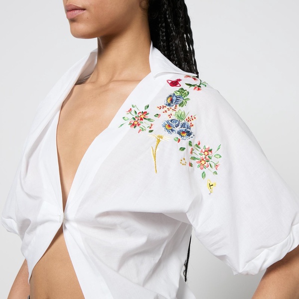 Vivienne Westwood Natalia Floral-Embroidered Cotton-Poplin Shirt - UK 6