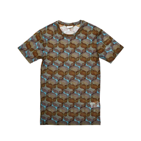 Silk Beige T-shirt with All-Over Print