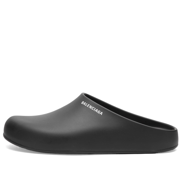 Pool Closed Slide Slipper-mule In Black Polyuretan