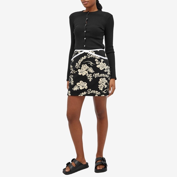 Marine Serre Jersey Jacquard Floral Skirt