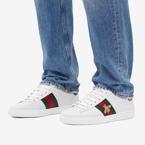 GUCCI White Multicolor Leather Sneakers for Men