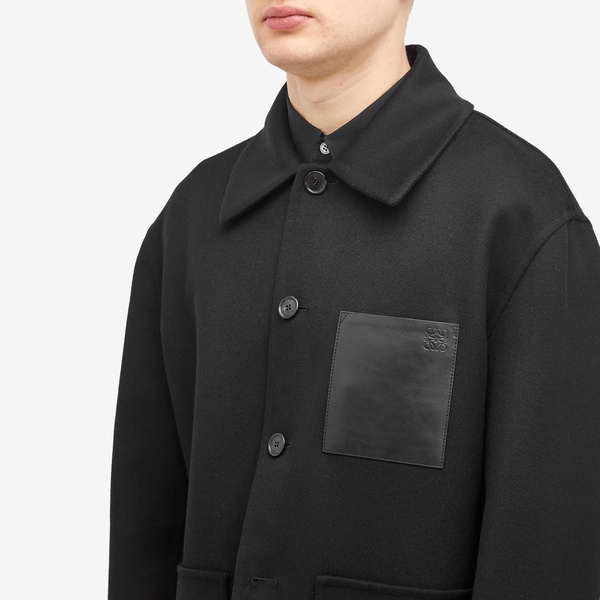 Leather-trimmed wool and cashmere overshirt