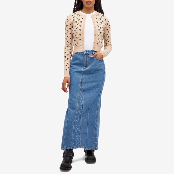 Marine Serre Moon Laser Denim Long Skirt