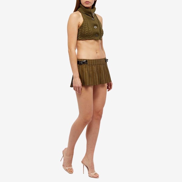 Miaou Olive Pinstripe Reno Mini Skirt