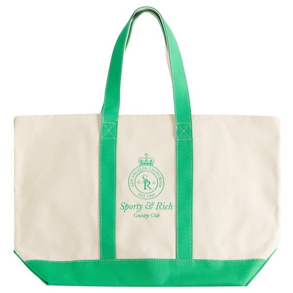 Sporty & Rich Crown Logo Two Tone Tote Bag