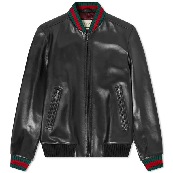 Gucci GRG Taped Leather Bomber Jacket