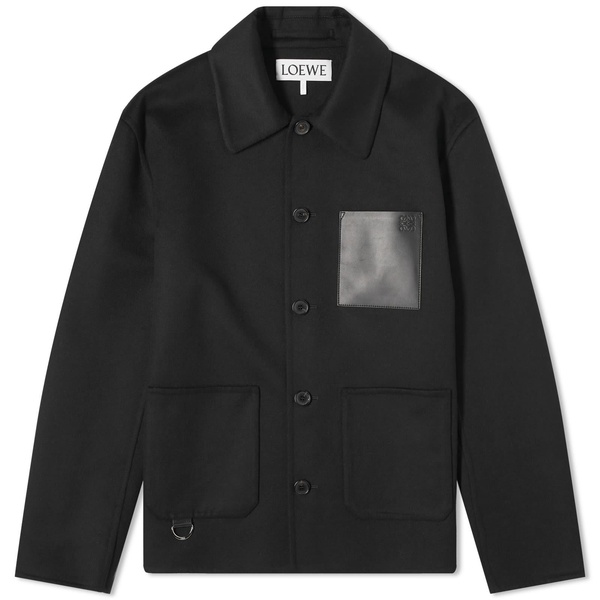 Leather-trimmed wool and cashmere overshirt